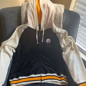 Steelers Plus Size Full Zip Velour Hooded Jacket